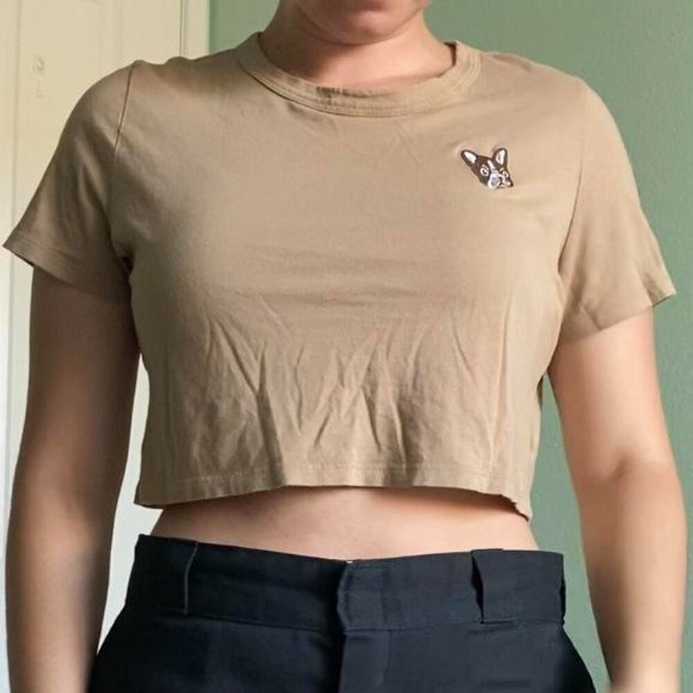 Aritzia Women's Tan and Brown Crop-top